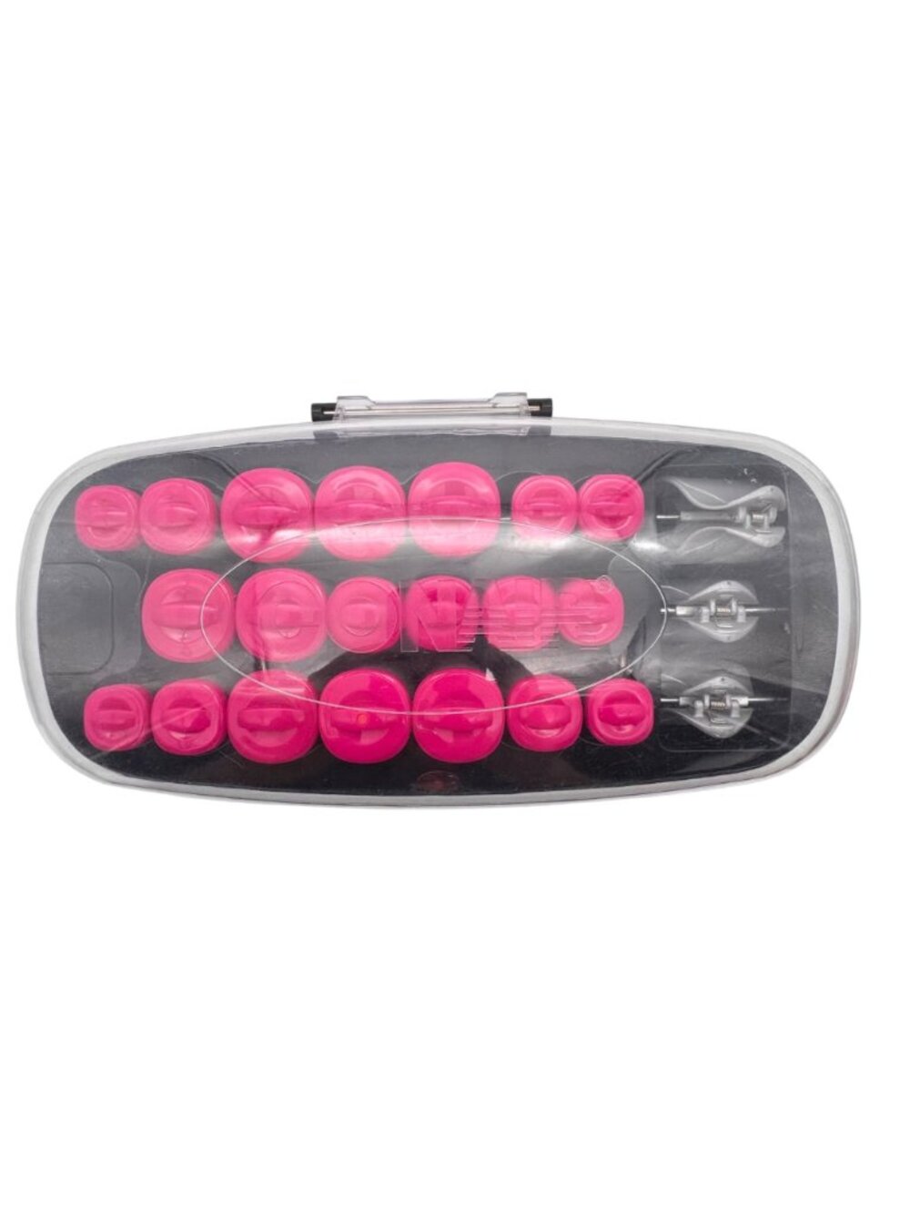 Conair Hairsetter Hot Rollers & 20 Pink Rollers & Clips Heated Case Gray Black - Picture 2 of 10
